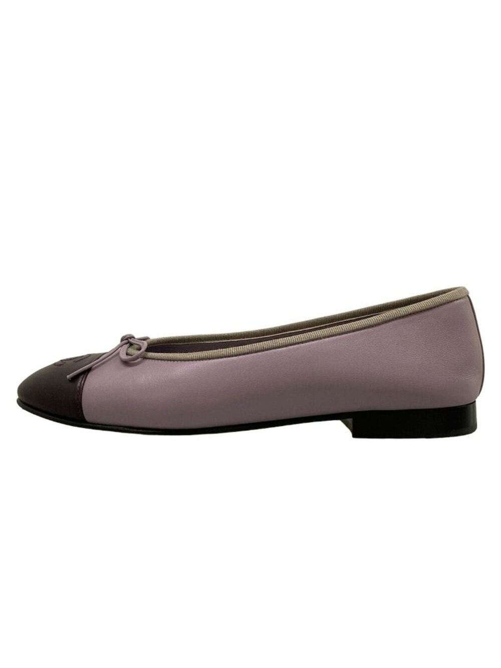 Chanel Flat Shoes Light Purple Bordeaux Ribbon Lambskin
